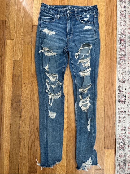 American Eagle Outfitters Denim - American Eagle Outfitters Women's Ripped Skinny Jeans in Dark Blue